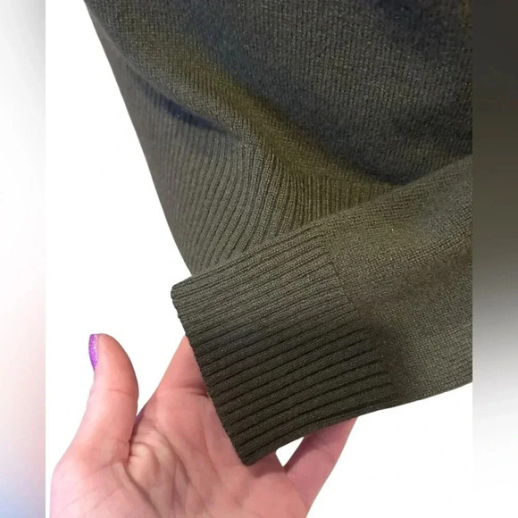 🆕 Theory Polo Collar 100% Soft Cashmere Pullover Sweater Small Olive - Picture 8 of 12